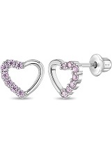 handsome stylish silver open heart screw back baby earrings 